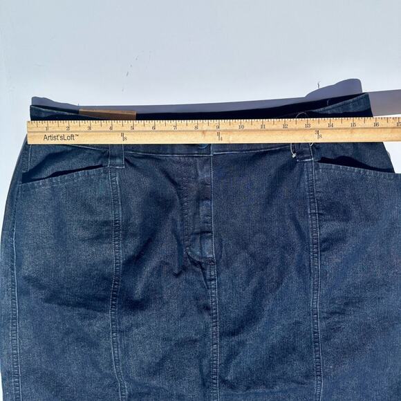 L.L Bean Denim Jean Skirt US 14 Regular Classic Fit Cotton Pockets Plus Classic - Picture 5 of 7